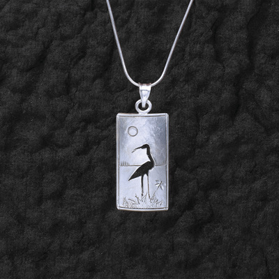  Sterling Heron On Chain Necklace