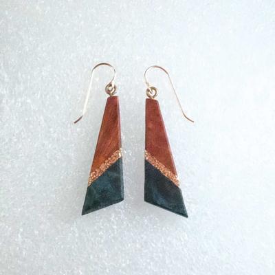  Green Brown Triangle Earrings