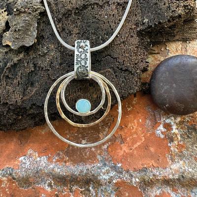  Two Tone Rings With Amazonite Pendant