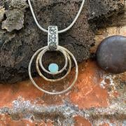 Two Tone Rings with Amazonite Pendant