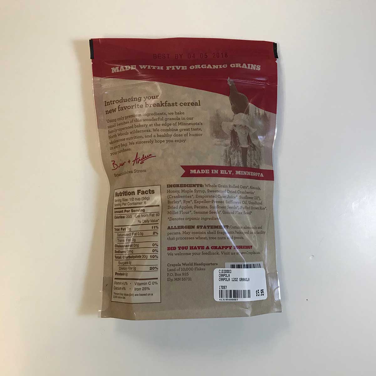 Crapola Granola Original Cranberry Apple Boundary Waters Catalog